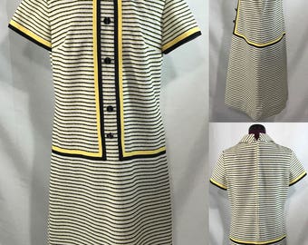 1960's | R&K Knits | white/black/yellow knit dress