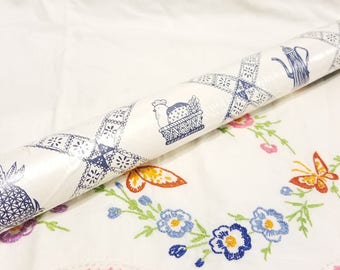 Vintage contact paper blue and white design vintage 1983 shelf liner self adhesive plastic brand new never opened