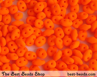 20g (240pcs) Neon Orange Super Duo Czech Glass Seed Beads 5x2.5mm UV Active