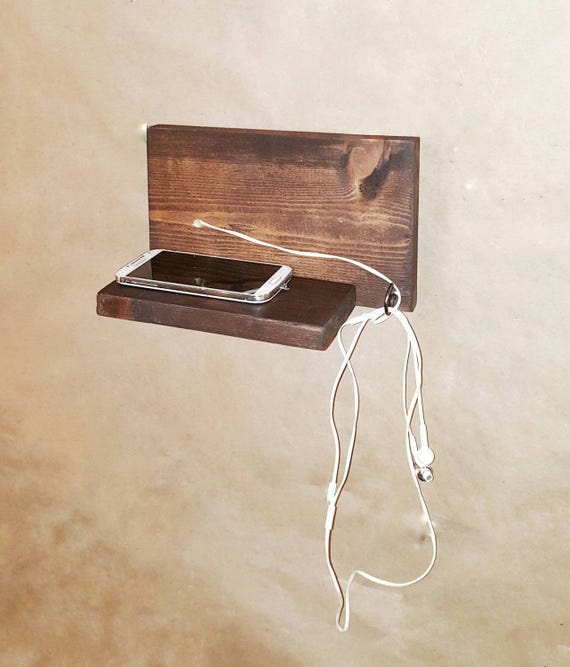 Wall Cell shelf charger phone reclaimed wood standwall cell