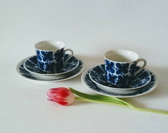 Rorstrand Sweden / 'Mon amie' / Marianne Westman / Set of two coffee cups, saucers with small plates
