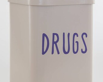 Drugs/Medicine Storage Tin/Canister with Lid Dark Grey