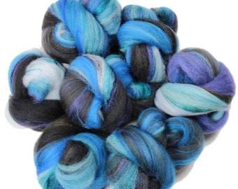 Dark Tower -- mini batts (2 oz.) organic polwarth wool, bamboo, silk, sparkle.