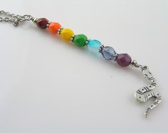 Rainbow Snake Necklace, Rainbow Necklace, Rainbow Serpent Pendant, Rainbow Snake Aboriginal Necklace, Rainbow Jewelry, N1752
