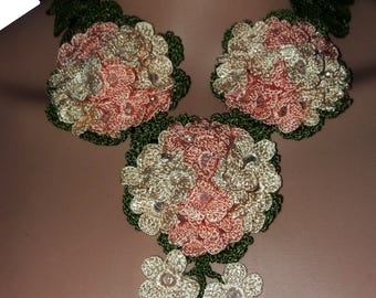 Pure handmade crochet silk thread necklace