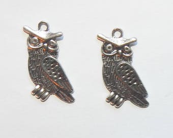 Owl Charms Silver Tone Bird Charm Halloween Owl charms Autumn Fall charms Pendant