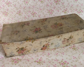Antique French Boudoir Box, Floral Fabric Covered Box, Antique French Cartonnage, Antique Box, Boudoir Chic, Ephemera Box, Memory Keeper box