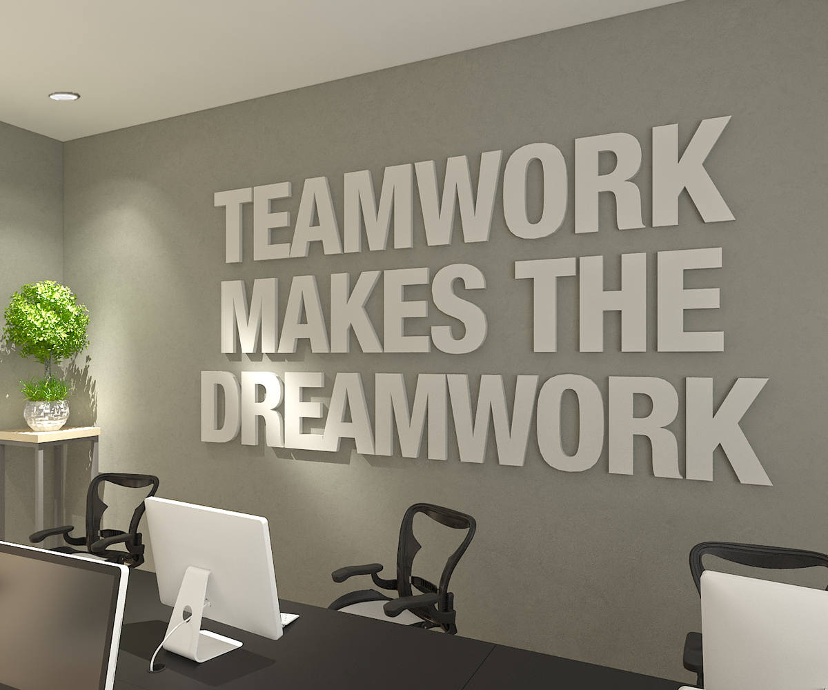 Teamwork makes the Dreamwork 3D Office Wall Art Typography