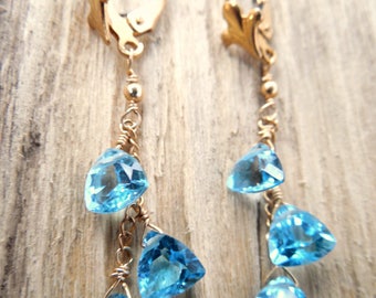 4th Anniversary Gift | Blue Topaz Earrings | Gemstone Dangle Earrings | Anniversary Jewelry Gift | Gift For Wife | 4 Year Anniversay Gift