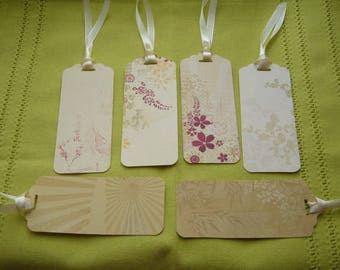 Set of 6 labels set Japanese hand-made with satin ribbons