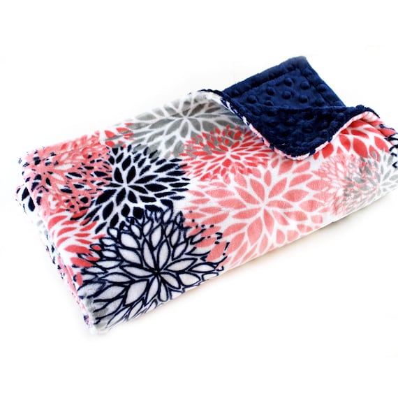 Gift For Women, Floral Minky Blanket, Adult Minky Blanket Personalized Blanket Coral Flower Blanket Coral Minky Throw Blanket, Gift For Her