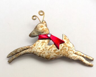 Leaping Reindeer Pin holiday brooch