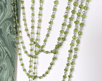 Peridot Rosary Chain, Glass Seed Bead Chain, Glass Bead Chain, 3mm, 5Ft