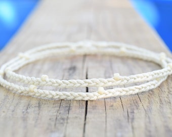 Thin rope bracelet beach anklet cream braided anklet cotton rope anklet