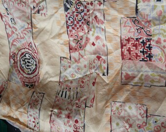 Vintage Japanese silk kimono fabric 92 cm x 36 cm lightweight juban fabric smooth cream with abstract pattern