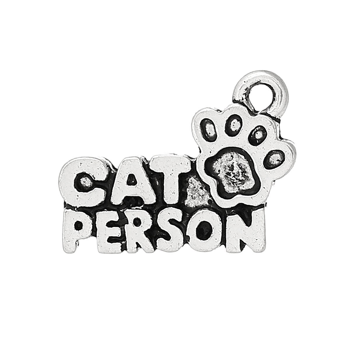 4 Cat Person Charms Paw Print Pendants Kitty Charms Cat Collar