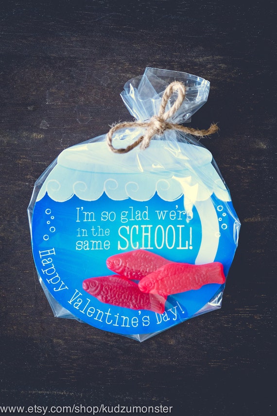 INSTANT DOWNLOAD printable Valentines candy gift DIY fish bowl