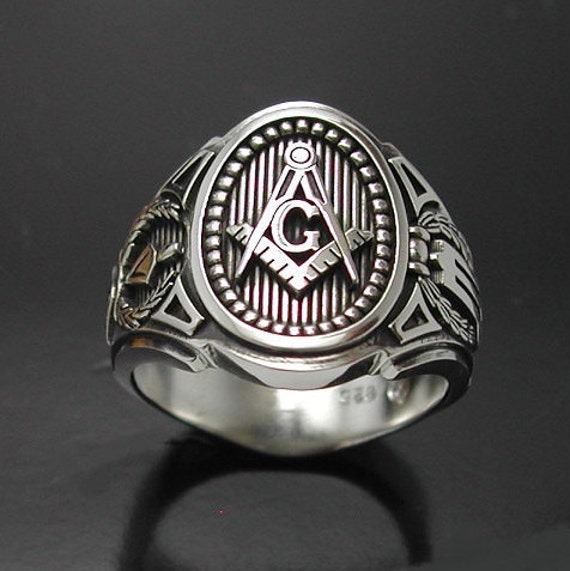 Masonic Ring in Sterling Silver Cigar Band Style 011