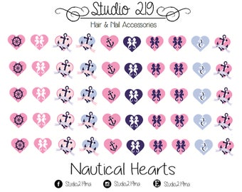 Nautical Hearts Waterslide Nail Decals