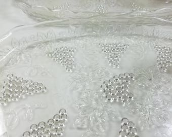 Anchor Hocking Serva-Snack Set 1960's Clear Glass 2 Snack Trays and 2 Tea Cups