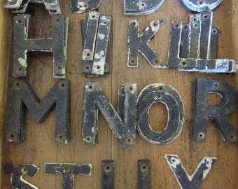 Vintage metal aluminium letters, metal letters, vintage metal letter, old letters, initials, name, town,phrase.