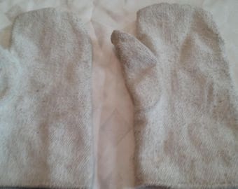 Vintage White Fireman Gloves/Mittens/Antique/Primitve Work Gloves/Polyester