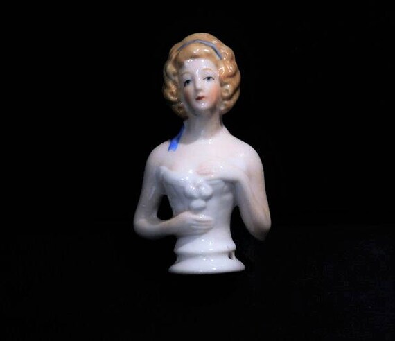 German Porcelain / Half Doll / Pin Cushion