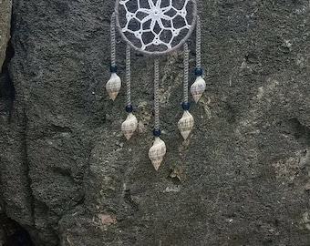 Grey and White Crocheted Doily Dream Catcher