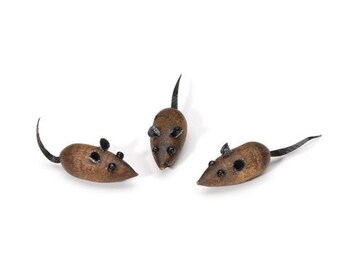 Miniature Wooden Mice 6 Tiny Mouse Craft Figurines