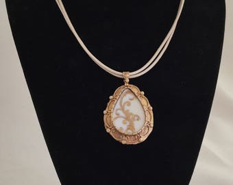 Broken China Jewelry / Gold China Necklace / Broken China Necklace