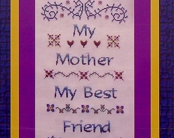 Cross Stitch Pattern | Turquoise Graphics & Designs MY MOTHER Sampler Mother's Day MOM Family - Counted Cross Stitch