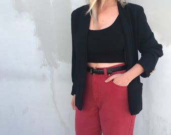 Vintage red high waisted jeans, 90s high rise jeans, 1990s mom jeans