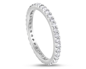 0.48 CT Natural Round Diamond Eternity Band in Solid 18k White Gold