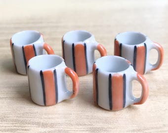 5 Miniature Empty Mug,Miniature Empty cup,Miniature Empty Coffee Cup,Dollhouse ceramic Mug,Miniature Mug,DIY Mug,miniature ceramic cup