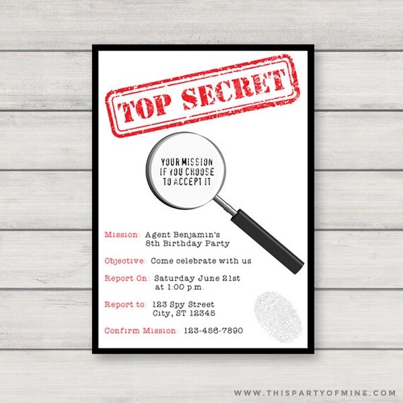 Secret Agent Party Invitations Free 1