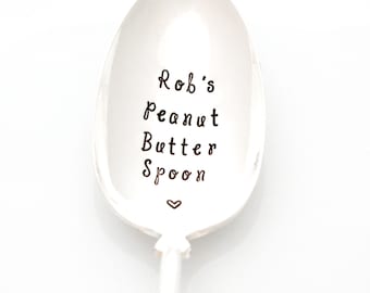 Custom Peanut Butter Spoon. Hand Stamped Personalized Spoon by Milk & Honey ® Customizable Spoon.
