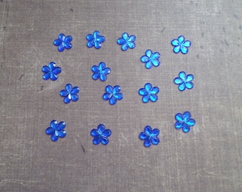 Set of 80 rhinestones form little flowers 9mm night blue