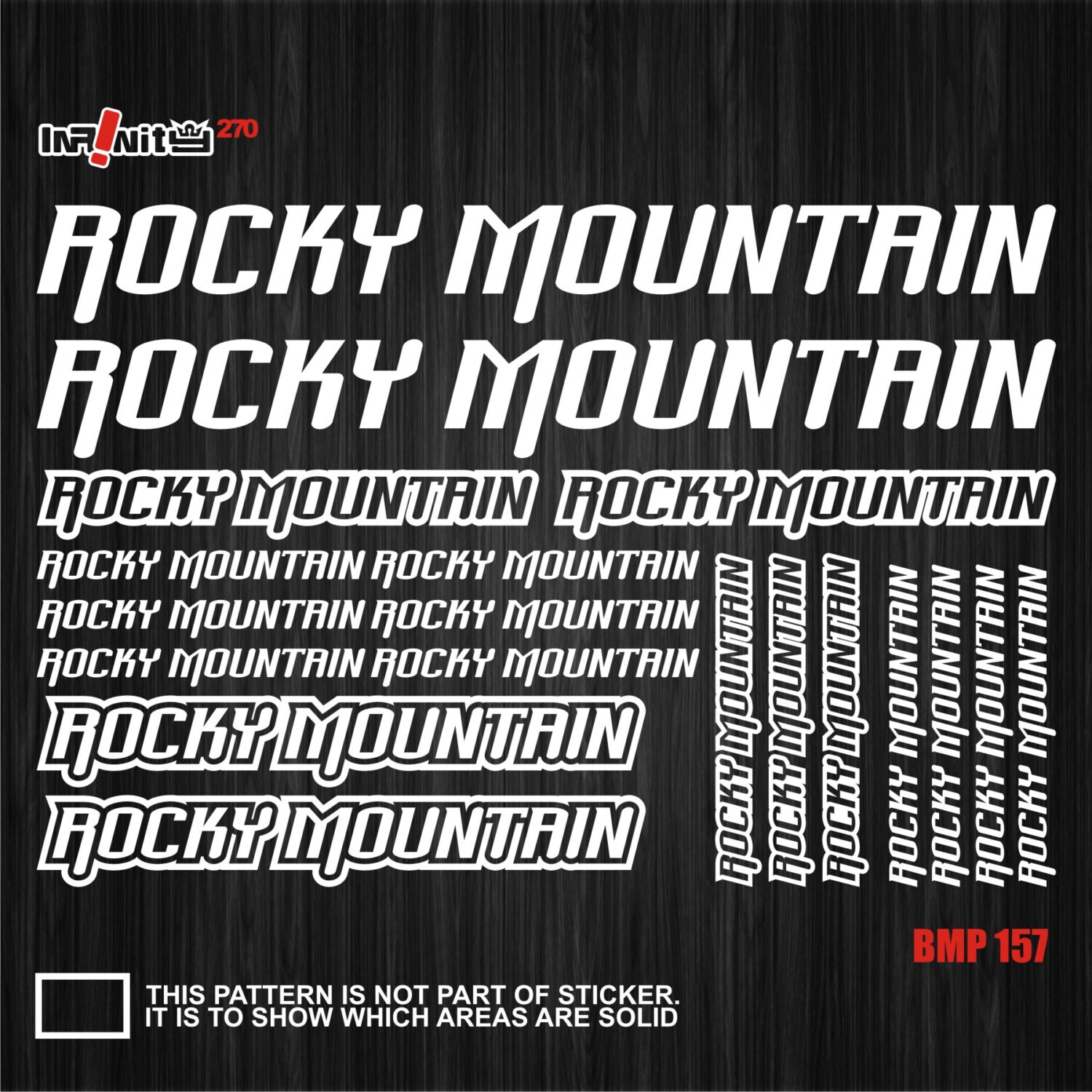wBMP157 Bike Frame Sticker Decal Set Mountain rocky Road