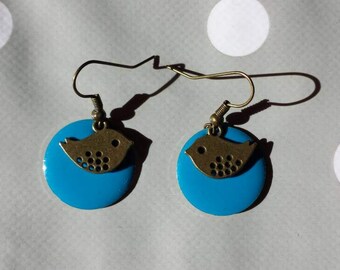 Turquoise bird earrings