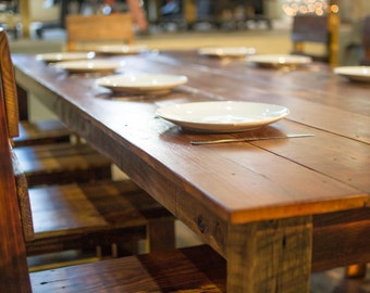 Reclaimed Farm House Table Set with Chairs