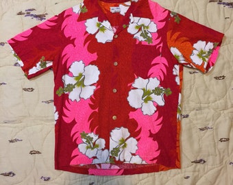 Vibrant 1970s Barkcloth Hawaiian Shirt