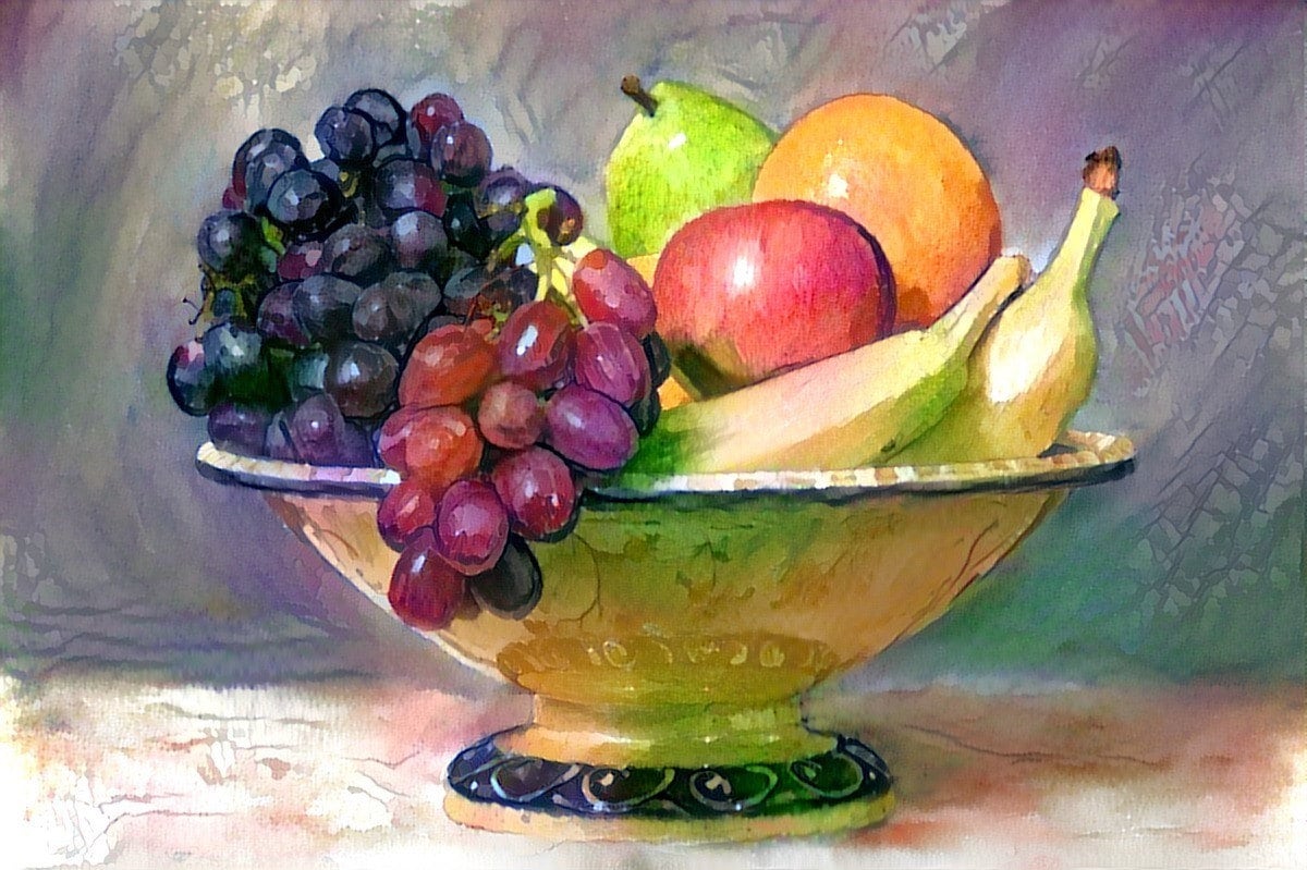 StyleMyPix Fruit Bowl Watercolor Still Life Computer