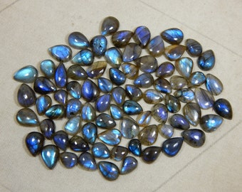 Gemstone 100% Natural Blue Flash Labradorite Smooth Cabochon Pear Shape Size 9x12 To 12x16 mm Approx Good Quality Wholesale Price