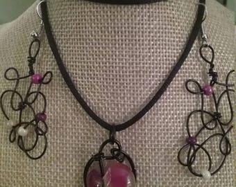 Fused Glass Necklace and Earring Set