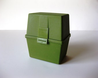 SALE - Vintage 1970s Avocado Green Recipe Box, Recipes Included! Rare, Hard-to-find Dinner Is Served Recipe Box