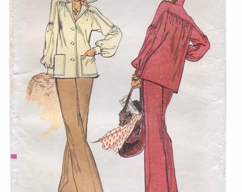 A Long Sleeve, Front Button Shirt-Jacket and Straight Leg Pants Sewing Pattern for Women: Size 8, Bust 31-1/2" • Vogue 8937