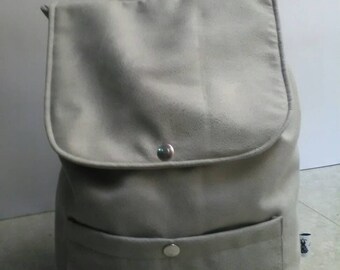 Backpack vegan leather, Alcantara, for her, made in Italy, handmade, with cotton lining, inside pocket for mobile