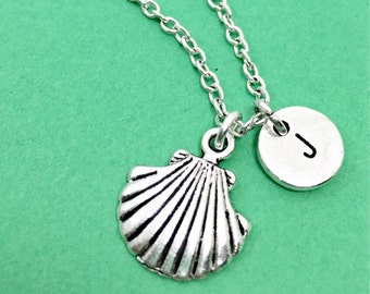 Custom clam shell necklace, sea shell charm necklace, sea shell pendant, ocean jewelry, personalized, custom, initial necklace, monogram,sea