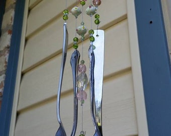 Beautiful silverware and beaded windchime