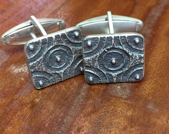 Rectangle Crop Circle Cuff Links